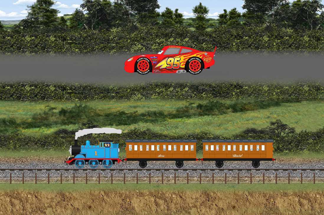 Thomas racing with Lightning McQueen by AndrestheCartoonFan on DeviantArt