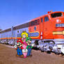 Mario, Luigi and Peach with the Santa Fe EMD F7
