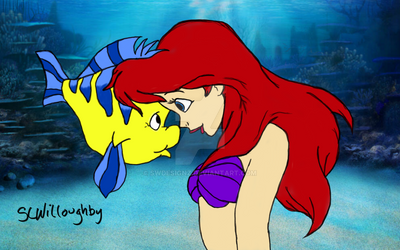 My Sketch of Ariel and Flounder (Little Mermaid)