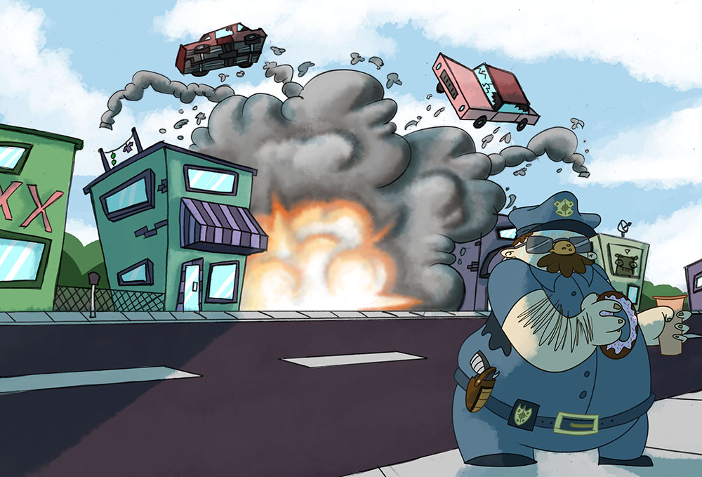 Cool cops don't look at explosions...