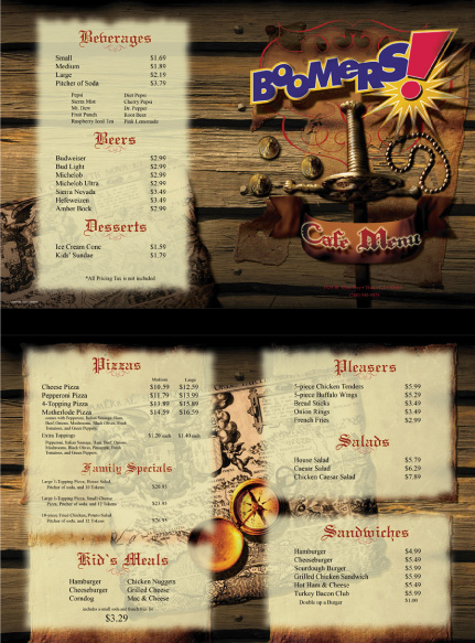 Boomers menu