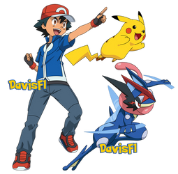 Ash (XY), Pikachu y Greninja Ash (01)