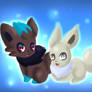 Shiny Zorua and Eevee