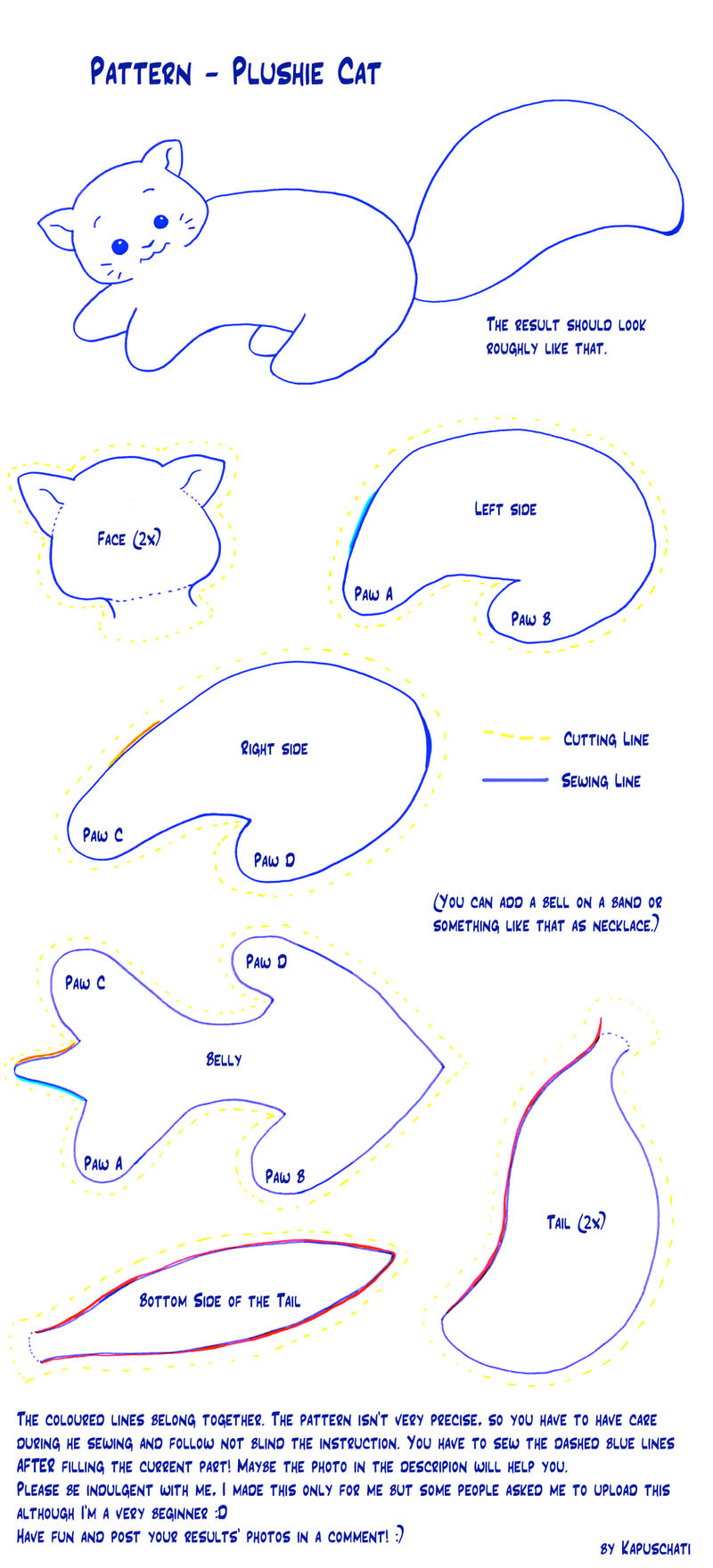 Pattern for Plushie Cat by Kapuschati on DeviantArt