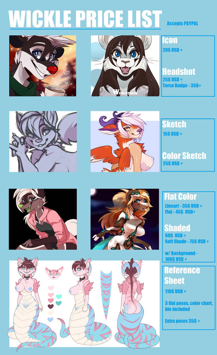 Commission Price List 2017-2018 by Wicklesmack