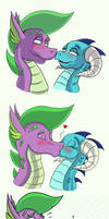 Spike and Ember kiss