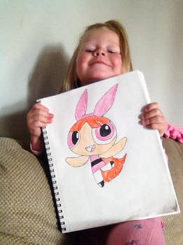 Youngest daughter coloring in blossom picture