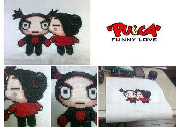 Pucca and Garu X-stitch