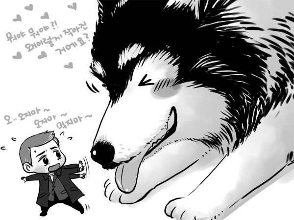 Malamute and mini Lestrade