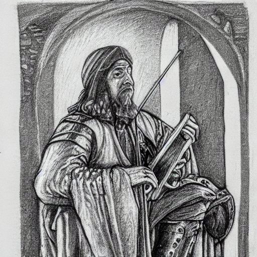 Medieval Instrument Sketch Medieval Musician, B/W Pencil Sketch (original) by colmenarejo on ...