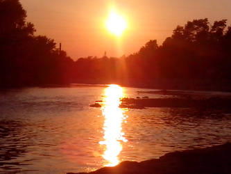 Sunset on Ibar river