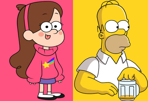 Mabel Pines y Homero Simpson