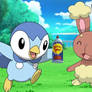 PIPLUP AND BUNEARY PLAYING WITH INVISIBLE SPRAY P5
