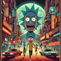 Vintage Rick and Morty Dystopian Cyberpunk
