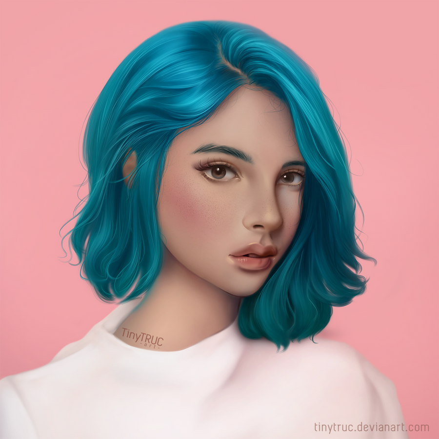 Portrait Girl - Blue Hair by TinyTruc