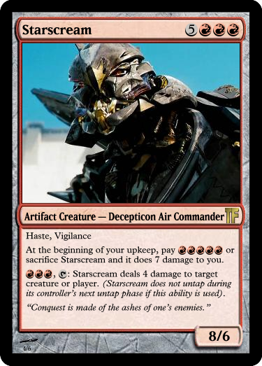 starscream mtg card Magic The Gathering - The Brothers War - Transformers haste Whenever Starscream deals combat damage to a player Starscream, Power Hungry Universes