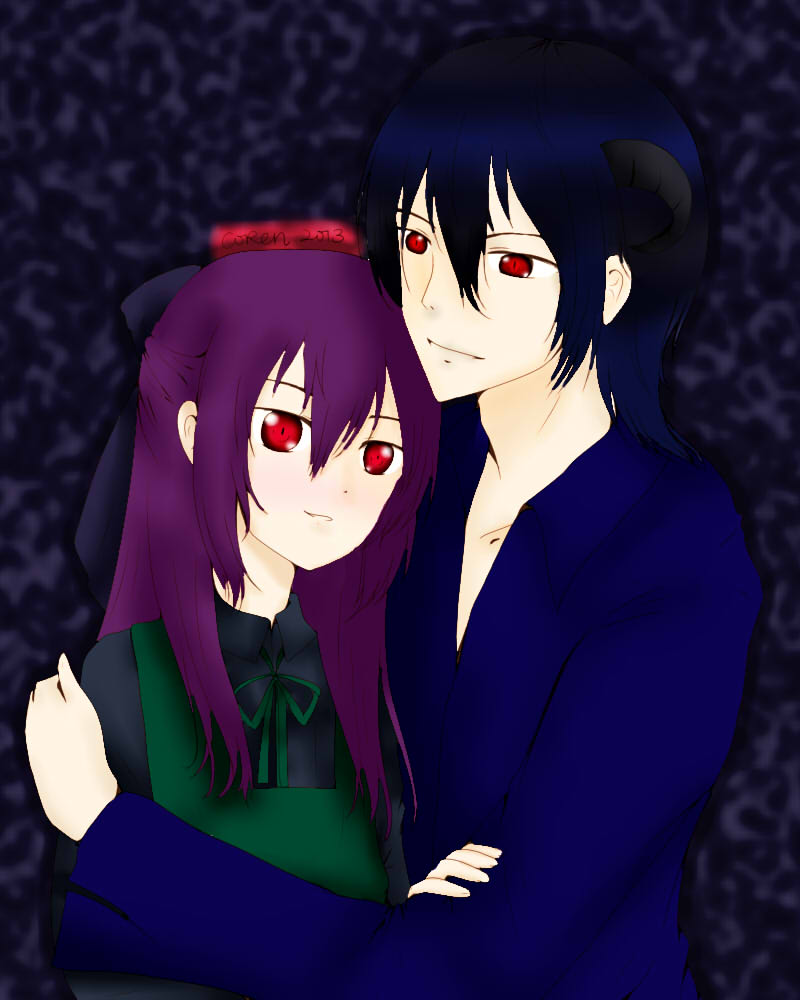 Demonic Anime Couple Lineart By Corenb