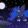 Princess Luna flying in night [Wallpaper]