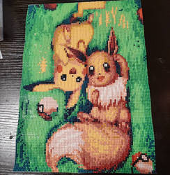 Pikachu and Eevee diamond painting 