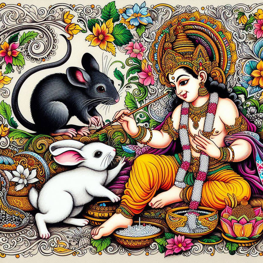 Indian decorative style mouse Rabbit love #2 by riverainruby on DeviantArt