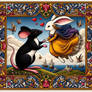 Medieval decorative style mouse Rabbit love #2