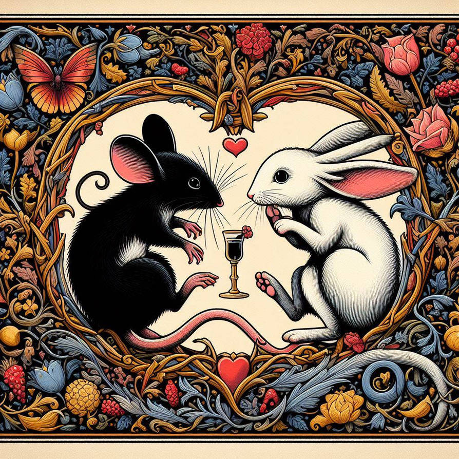 Medieval decorative style mouse Rabbit love#3 by riverainruby on DeviantArt