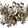 Family riding the dragon