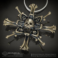 Skull Confessional Pendant in Brass