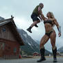 Warrior Woman lifts Overhead