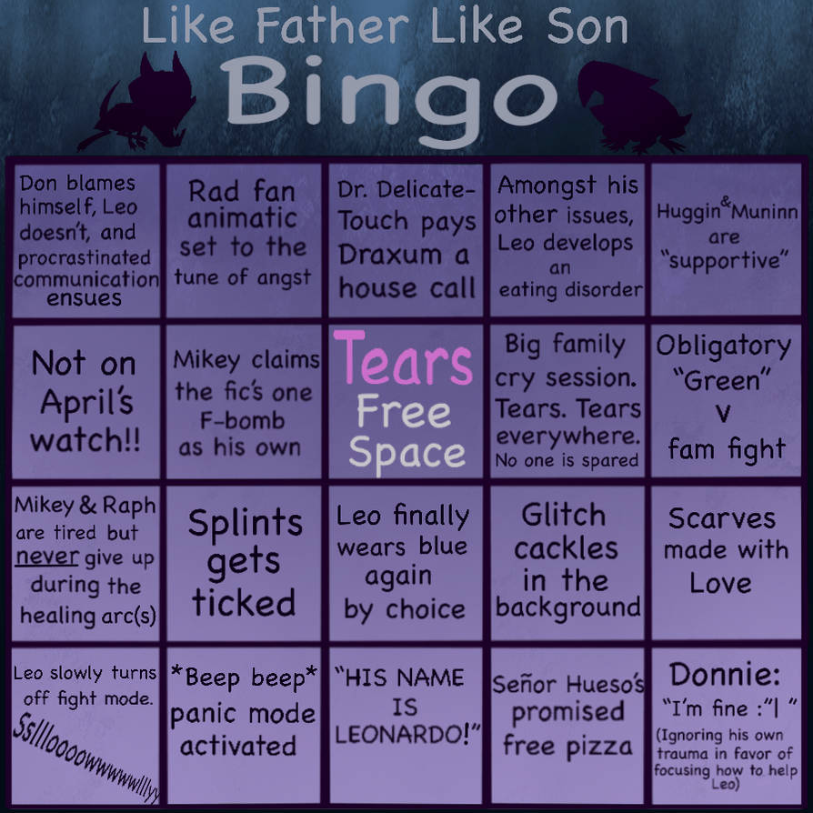 RotTMNT Like Father Like Son Bingo by StrawberrySquirrel on DeviantArt