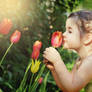 Little girl and Tulips 1