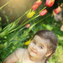 Little girl and Tulips 2