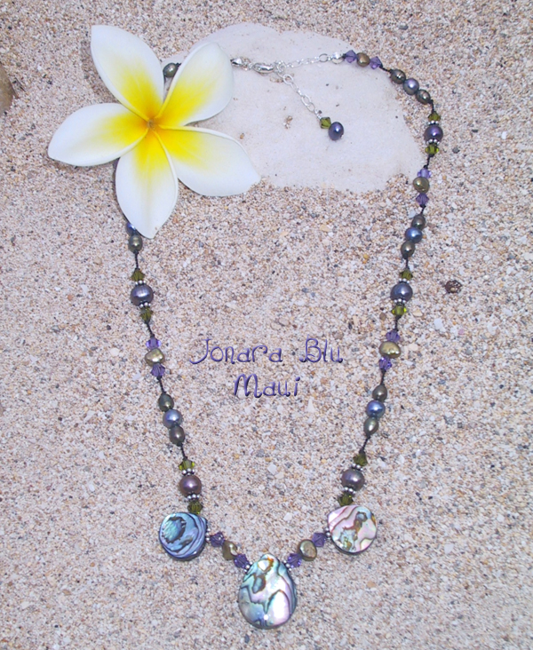 triple paua shell necklace