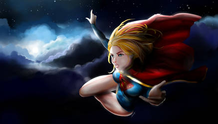 Fly to the moon - Supergirl Wallpaper