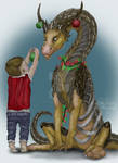 Christmas Dragon and child