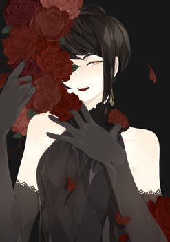 Black dress and roses