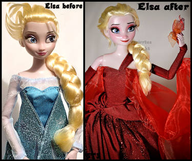 repainted ooak elsa lamp. - the queen on fire.