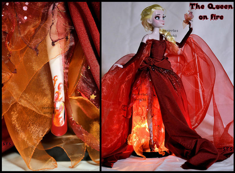 repainted ooak elsa lamp. - the queen on fire.