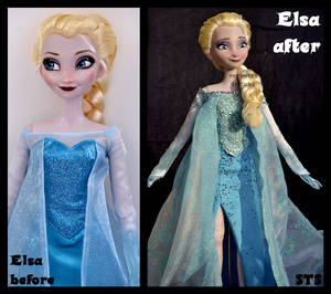 repainted ooak singing snow queen elsa doll.