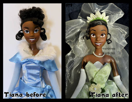 repainted ooak princess tiana doll. - close up.