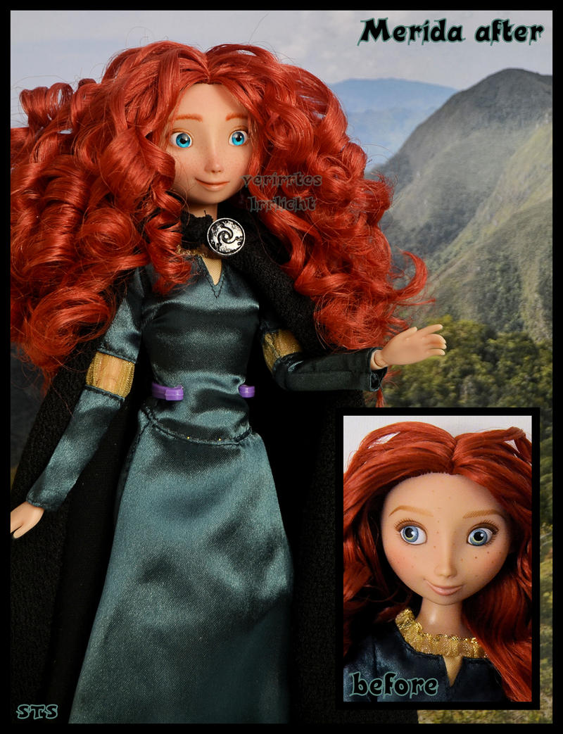 repainted ooak princess merida of dunbroch doll.