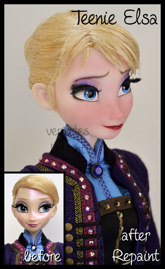 repainted ooak teenie elsa limited edition doll.