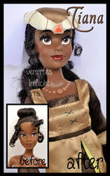 ooak repainted medieval party tiana doll.