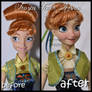 repainted ooak mattel frozen fever anna doll.