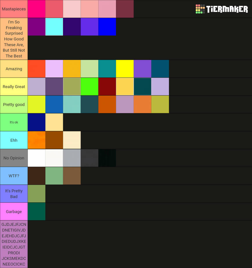 TIER LIST TUESDAY S1 #3 - Colors by SweetRainbowCuteGir on DeviantArt