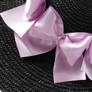 hat details: lavender silk satin bows