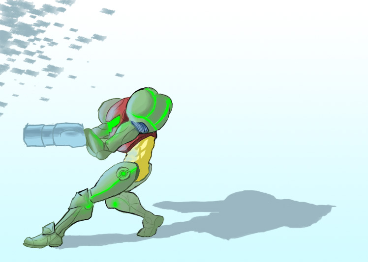 Samus readies the super smash