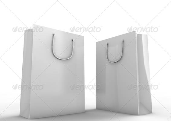 Blank white shopping bag isolated on white