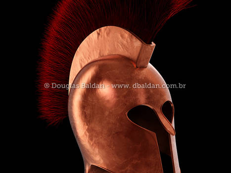 Hoplite Spartan helmet infantary isolated on white