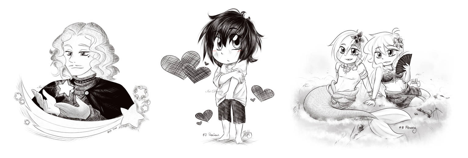 Inktober #8 Star - #9 Precious - #10 Flowing by Isi-Daddy